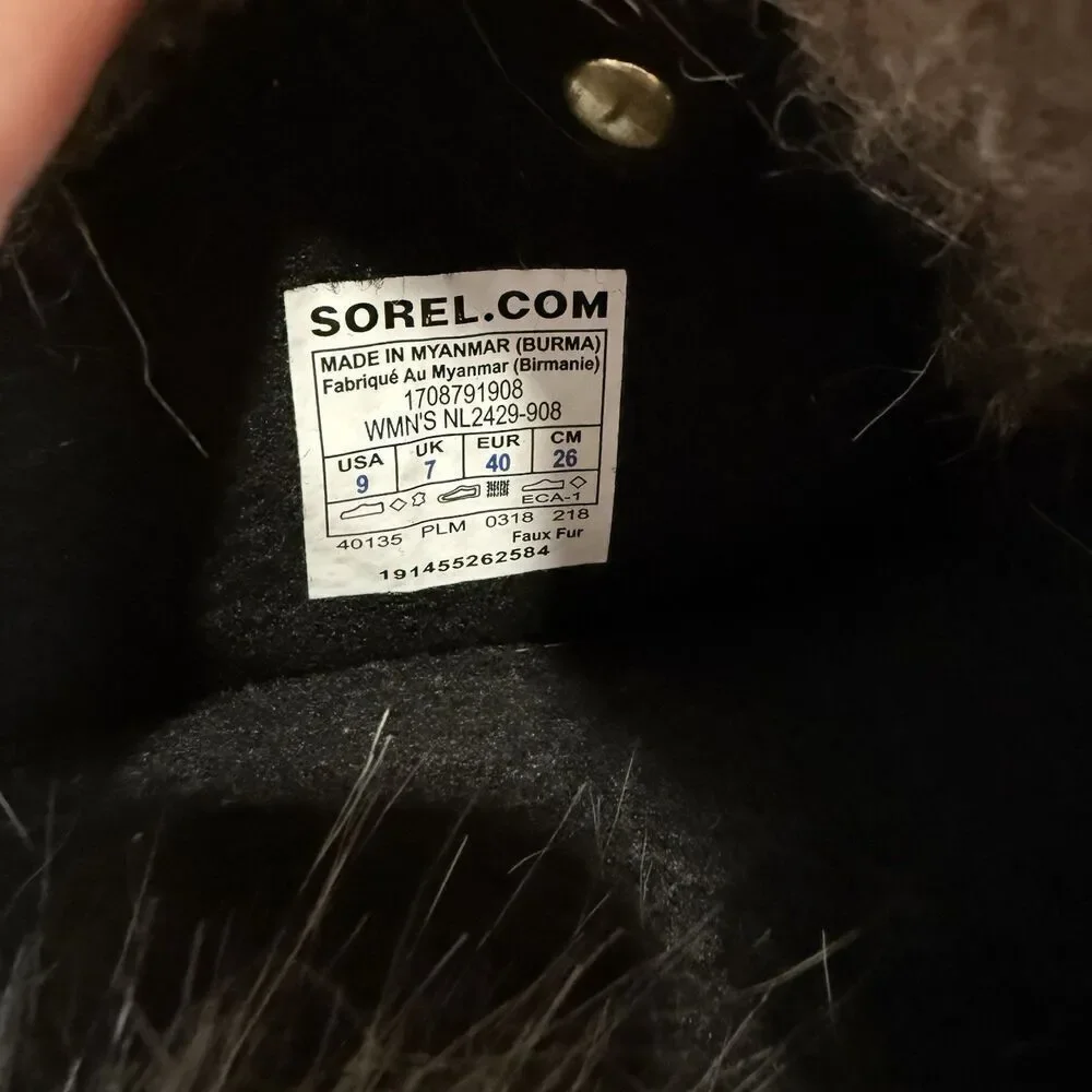 Sorel Waterproof Fur Trim Knee High Snow Boots Brown US 9